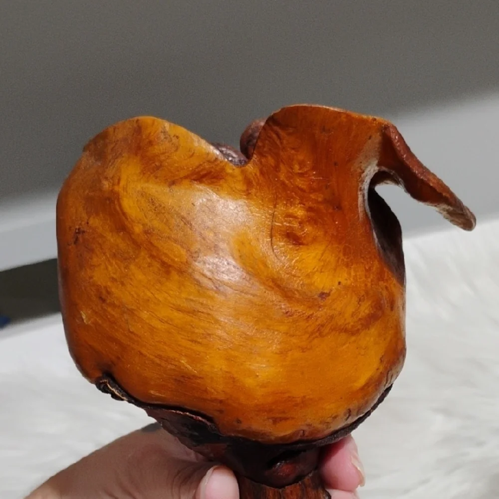 Office) SALE! Hand Carved Wooden Burl Wood Rose Flower Vtg Art Sculpture
